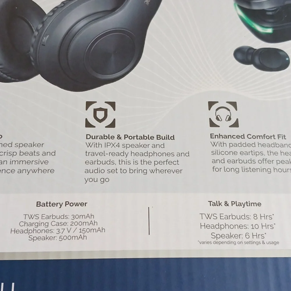 New Open Brookstone 2pc Wireless Audio Kit - Black